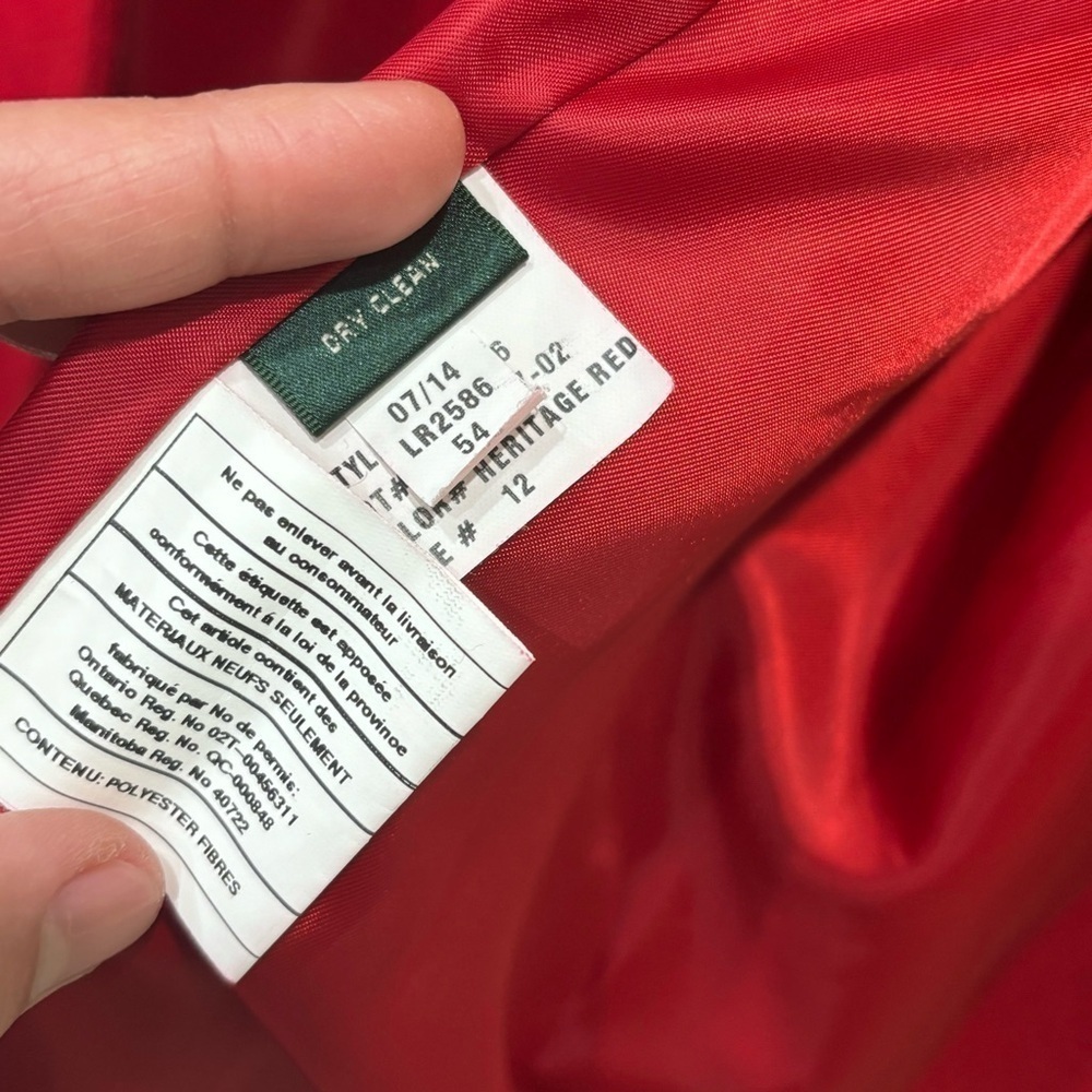 Lauren Ralph Lauren Wool Blend Coat Jacket Red Women’s Size 12 - Picture 12 of 16